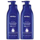NIVEA Essentially Enriched Body Lotion for Very Dry Skin with Hyaluronic Acid, Almond Oil and Deep Nourishing Serum, 72-Hour Body Moisturizer, 16.9 Fl Oz Pump Bottle, Pack of 2