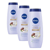 Nivea Pampering Cocoa and Shea Butter Body Wash with Nourishing Serum, Moisturizing Body Wash for Women, Enriched with Provitamin B5 and Vitamin E, 20 Fl Oz Bottle (Pack of 3)