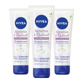 NIVEA Sensitive and Radiant Face and Body Cream for Dry, Sensitive Skin, Vegan Body and Face Moisturizer with Shea Butter and Aloe Vera, 6.8 Oz Tube, Pack of 3