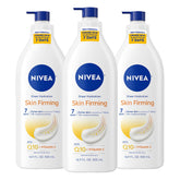 NIVEA Sheer Hydration Skin Firming Body Lotion with Q10 and Vitamin C, 72-Hour Body Moisturizer for Normal to Dry Skin, 16.9 Fl Oz Pump Bottle, Pack of 3