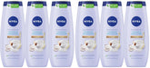 NIVEA Pampering Coconut and Almond Milk Body Wash with Nourishing Serum,Moisturizing Body Wash for Women,Enriched with Provitamin B5 and Vitamin E,20 Fl Oz Bottle,(Pack of 6)