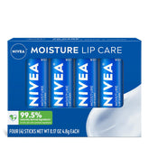 NIVEA Moisture Lip Care, Hydrating Lip Balm with Shea Butter, Nourishing Oils and Vitamin C & E, 3-in-1 Moisture, Repair and Nourish, 0.17 Oz Stick, Pack of 48