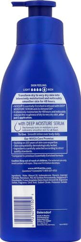 NIVEA Essentially Enriched Body Lotion for Very Dry Skin with Hyaluronic Acid, Almond Oil and Deep Nourishing Serum, 72-Hour Body Moisturizer, 16.9 Fl Oz Pump Bottle (Pack of 2)