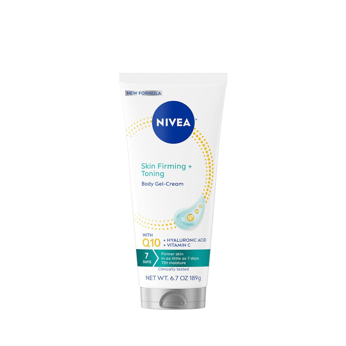 NIVEA Skin Firming & Toning Body Gel Cream with Q10, Hyaluronic Acid and Vitamin C, Clinically Tested Skin Firming & Toning Cream, 72-Hour Moisture, 6.7 Oz Tube (Pack of 12)