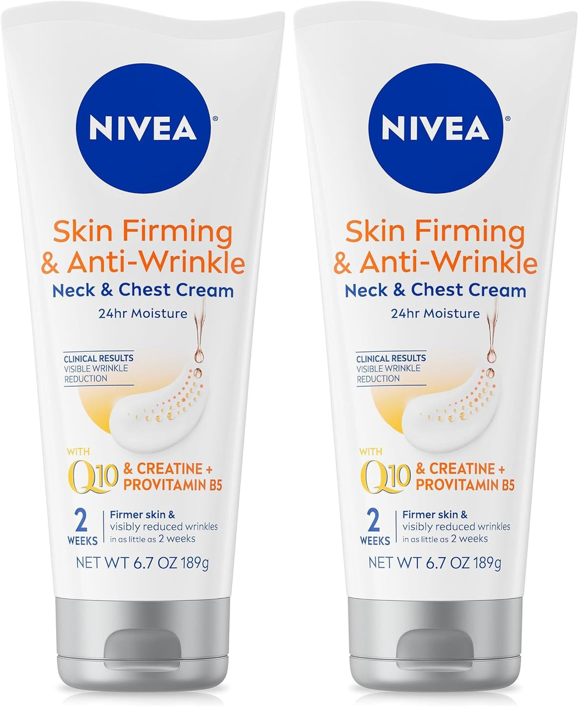 NIVEA Skin Firming & Anti Wrinkle Neck & Chest Cream with Coenzyme Q10,Creatine and Provitamin B5,Skin Firming Cream Reduces the Look of Fine Lines and Wrinkles,6.7 Oz Tube,(Pack of 2)