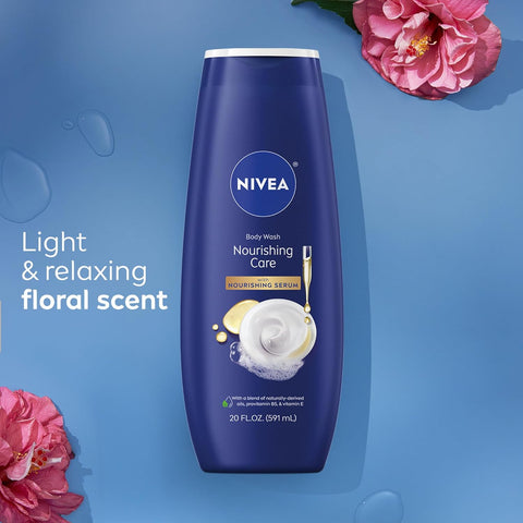 NIVEA Nourishing Body Wash Set with Botanical Blossom, Nourishing Care and Shea Butter Body Washes, Skin Care Set for Women with Provitamin B5 and Vitamin E, 20 Fl Oz Bottle, Pack of 3