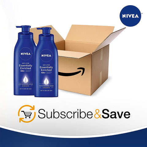 NIVEA Essentially Enriched Body Lotion for Very Dry Skin with Hyaluronic Acid, Almond Oil and Deep Nourishing Serum, 72-Hour Body Moisturizer, 16.9 Fl Oz Pump Bottle, Pack of 2