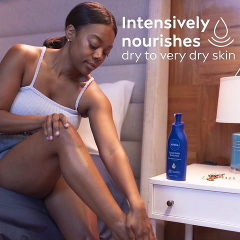 NIVEA Essentially Enriched Body Lotion for Very Dry Skin with Hyaluronic Acid, Almond Oil and Deep Nourishing Serum, 72-Hour Body Moisturizer, 16.9 Fl Oz Pump Bottle (Pack of 2)